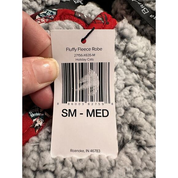 Vera Bradley Fluffy Fleece Robe Holiday Cats Size Small Medium NWT - Picture 4 of 4